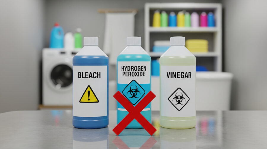 Never Mix Bleach and Hydrogen Peroxide with VinegarChlorine?