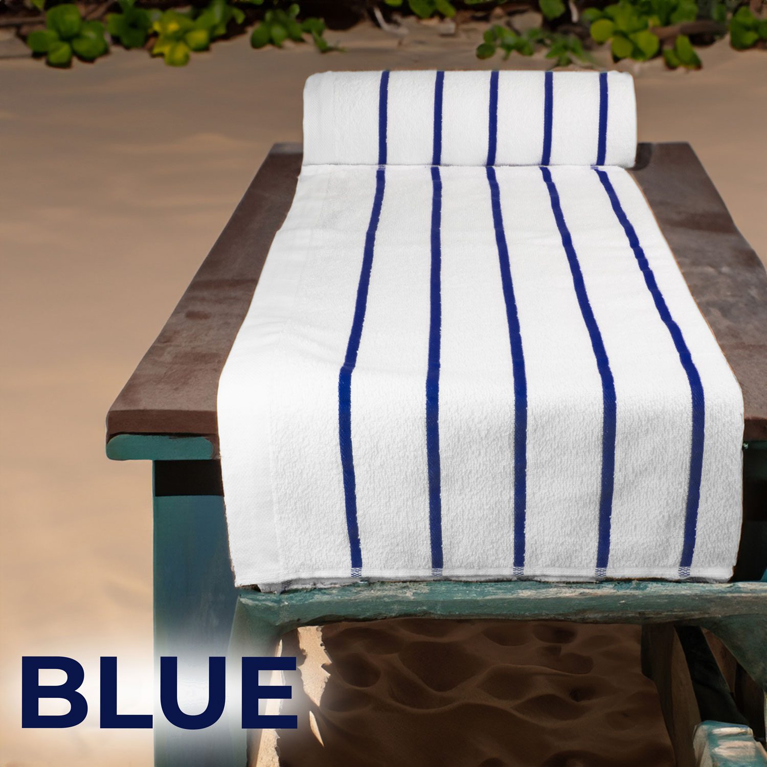 Horizontal Stripe Pool Towel | 36 x 60 | Blue