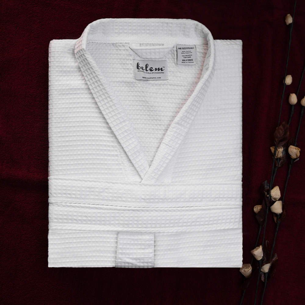 Room Essentials Kimono Collar Bath Robe – 100% Cotton Terry, Long Sleeve, Side Tie