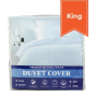 The duvet covers in their plastic package. 