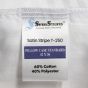 The label of the sheet is "Satin Stripe T-250 Pillowcase Standard 42 x 36." It is color-coded blue.
