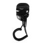 A black wall-mounted hair dryer with a night light. 