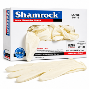 Shamrock Latex Disposable Gloves Powder Free - 100 Pcs/Box, 10 Box/Case (Large)