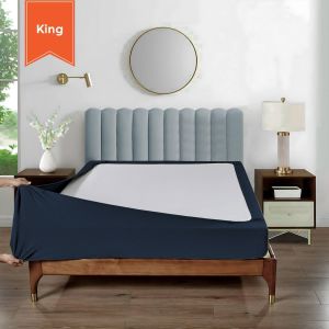 Stretchable Box Spring Wrap King Midnight Blue