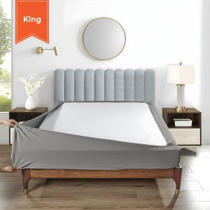 Stretchable Box Spring Wrap King Silver Gray