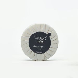 Our Mikado Mist hotel-size soap bar is upright to the camera.