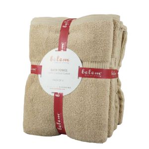 Belem 100% Premium Cotton Bath Towel Pack of 4 | 27 x 50 | Sandcastle Tan