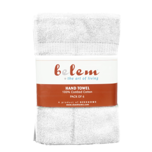 Belem 100% Cotton Pack of 6 Hand Towels 16 x 30 | White 
