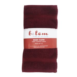 Belem 12 Pcs Washcloths 13 x 13 | Cherry Cola 