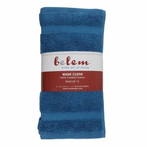 Belem 12 Pcs Washcloths 13 x 13 | Evening Blue 