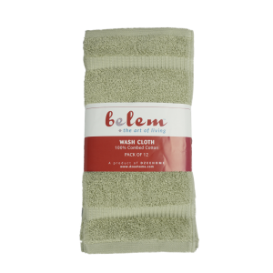 Belem 12 Pcs Washcloths 13 x 13 | Sage Green
