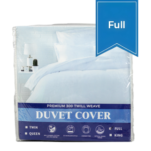 The duvet covers in their plastic package. 