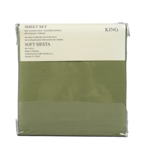 Soft Siesta Blended Sage Green Sheet Set - T-200 - King - 4 Pieces