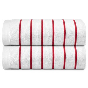 Horizontal Stripe Pool Towel 36x68 15 lbs Red