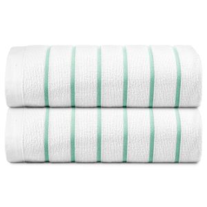 Horizontal Stripe Pool Towel 36x68 15 lbs Mint Green