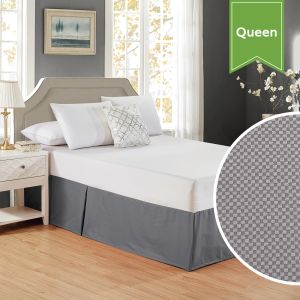 Bed Skirt With Pleats 60 x 80 x 15 Queen Castle Rock Grey