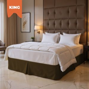 King Diamond Pique Bed Skirt - Teak Brown