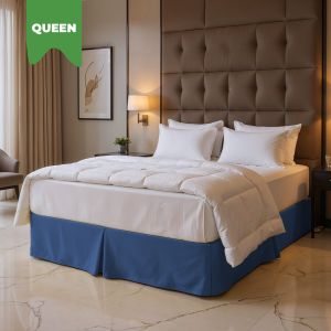 Queen Diamond Pique Bed Skirt - Midnight Blue