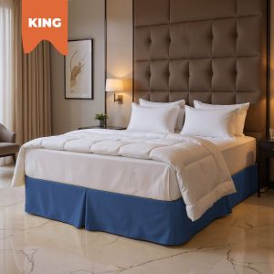 King Diamond Pique Bed Skirt - Midnight Blue