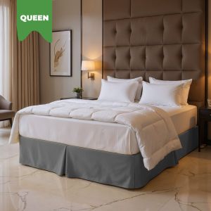 Queen Diamond Pique Bed Skirt - Silver Grey
