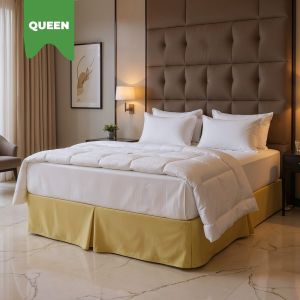Queen Diamond Pique Bed Skirt - Desert Sand