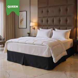 Queen Diamond Pique Bed Skirt - Persian Black