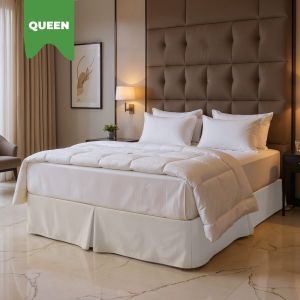 Queen Diamond Pique Bed Skirt - White