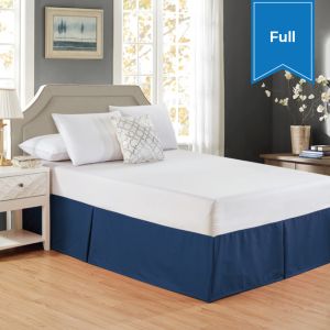 Bed Skirt With Pleats 54 x 80 x 15 Full Poised Navy