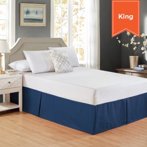 Bed Skirt With Pleats 78 x 80 x 15 King Poised Navy
