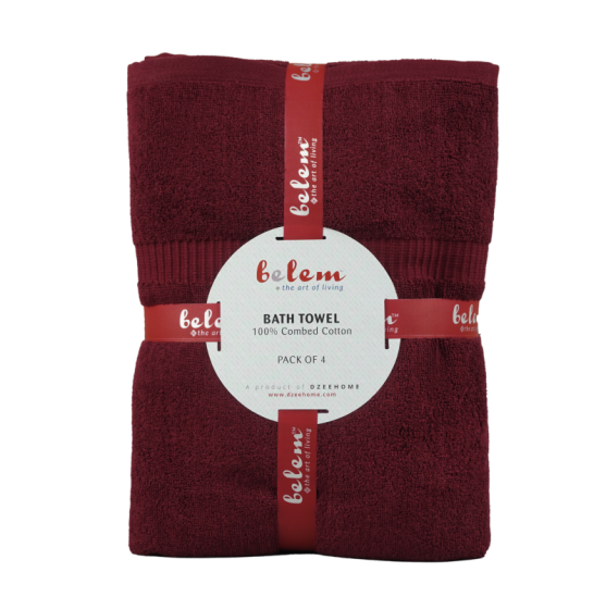 Belem 4 Pcs Bath Towel 27 x 50 | Cherry Cola