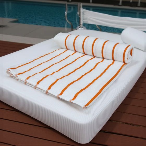 Horizontal Stripe Pool Towel | 36 x 68 | 15 LBS | Orange