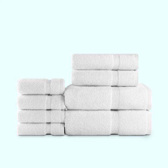 Belem White Towels Set Wash Cloth-4 Pcs | Hand Towel-2Pcs | Bath Towel-2 Pcs