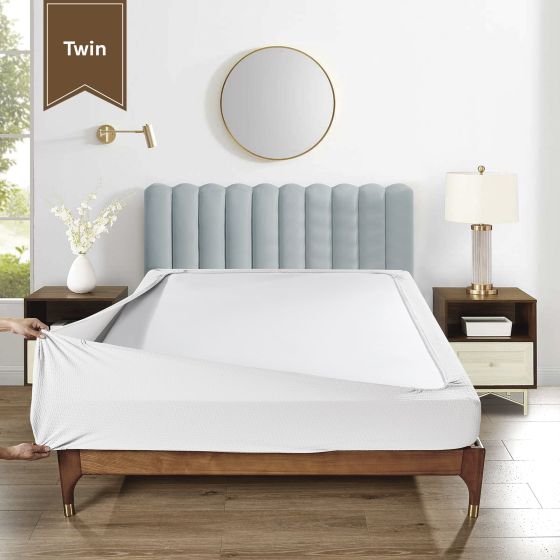 Stretchable Box Spring Wrap Twin Princess White