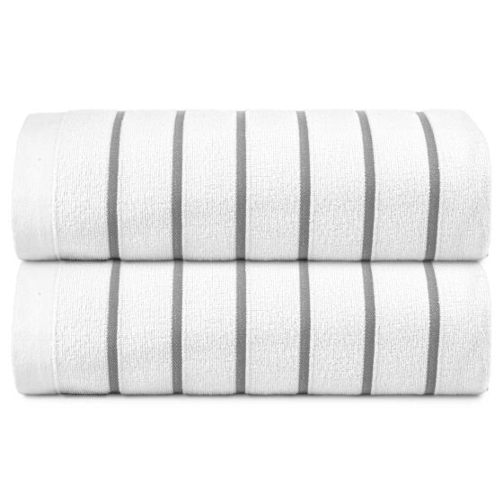 Horizontal Stripe Pool Towel 36x68 15 lbs Grey