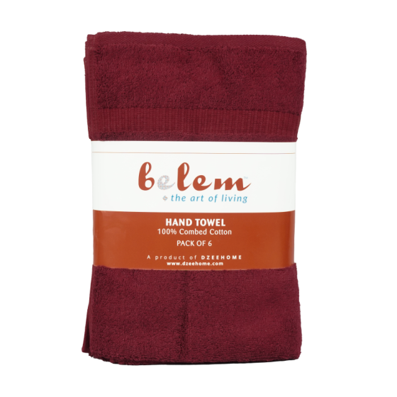 Belem 6 Pcs Hand Towels 16 x 30 | Cherry Cola 