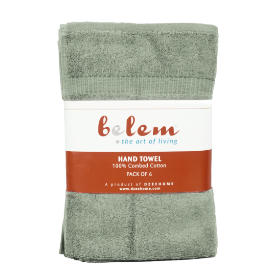 Belem 6 Pcs Hand Towels | Sage Green 16 x 30