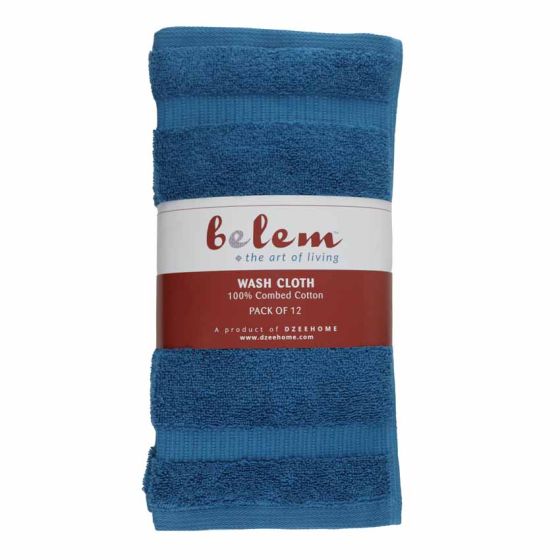 Belem 12 Pcs Washcloths 13 x 13 | Evening Blue 