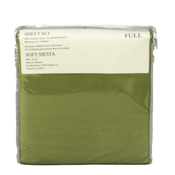 Soft Siesta Blended Sage Green Sheet Set - T-200 - Queen - 4 Pieces