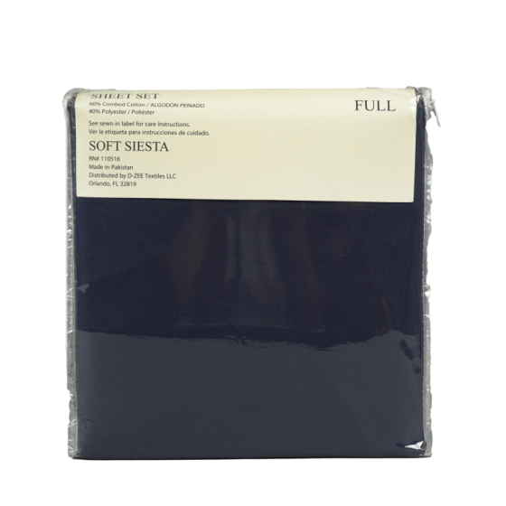 Soft Siesta Blended Insignia Blue Sheet Set - T-200 - Full - 4 Pieces