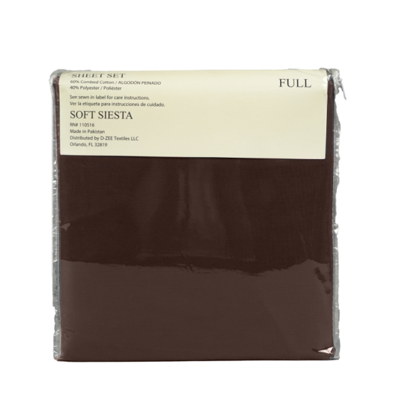 Soft Siesta Blended Friar Brown Sheet Set - T-200 - Full - 4 Pieces