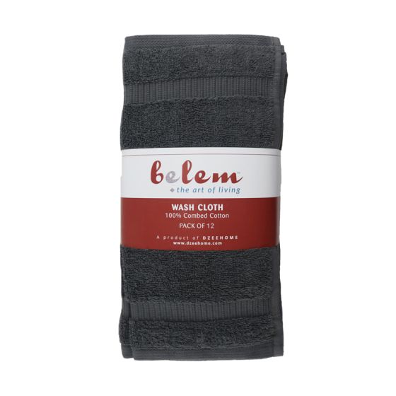Belem 12 Pcs Washcloths 13 x 13 | Castlerock Gray 
