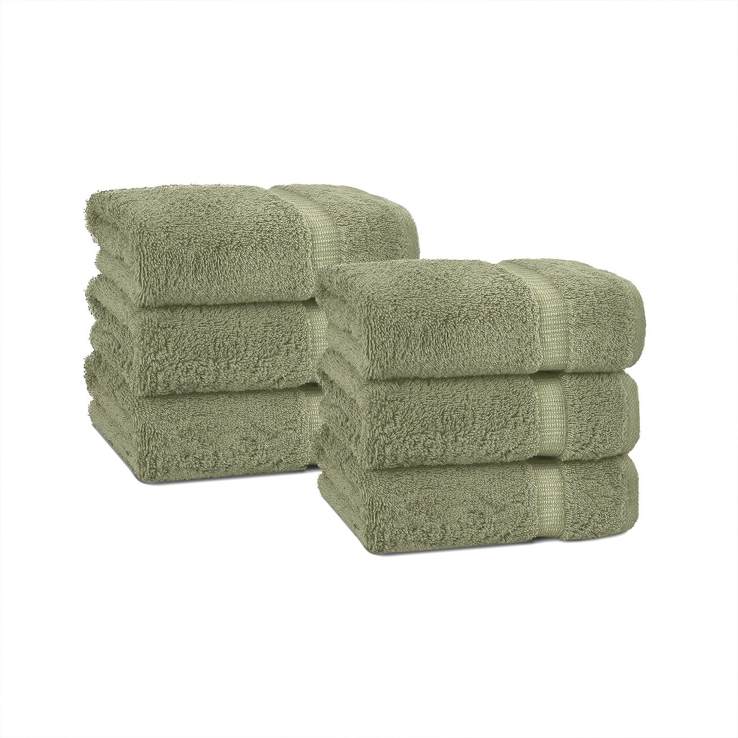 Belem 6 Pcs Hand Towels | Sage Green 16 x 30 Soft Luxury